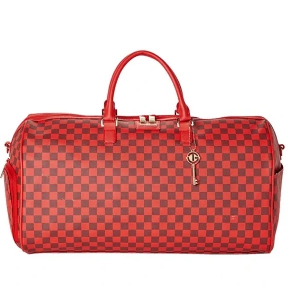 Sprayground Sharks in Paris Duffle (Red Checkered Edition) bag - Picture 2 of 7